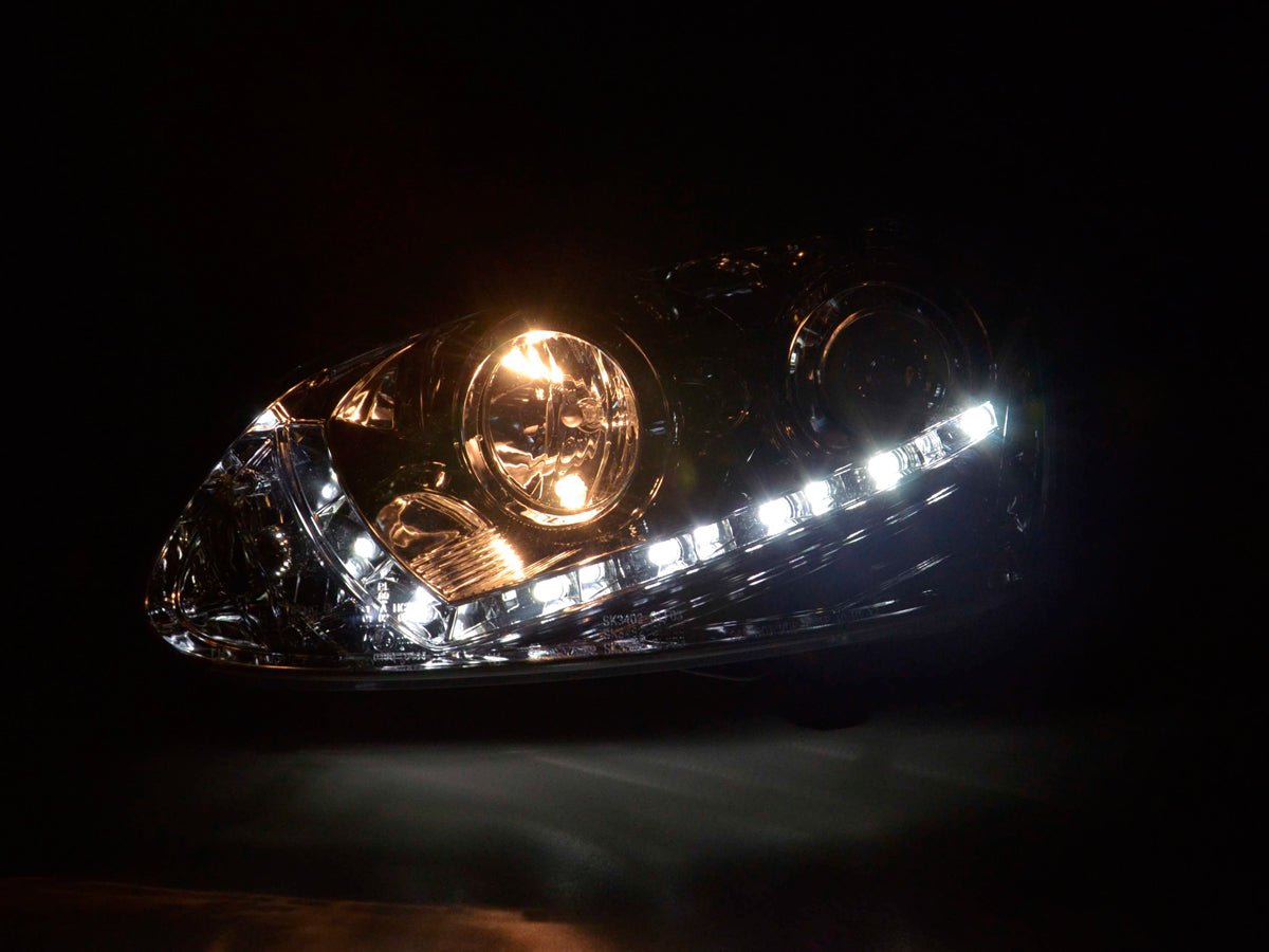 Scheinwerfer Set Daylight LED Tagfahrlicht VW Golf 5 Typ 1K Bj. 03-08 chrom