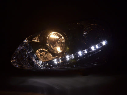 Scheinwerfer Set Daylight LED TFL-Optik VW Golf 5 Typ 1K Bj. 03-08 chrom für Rechtslenker