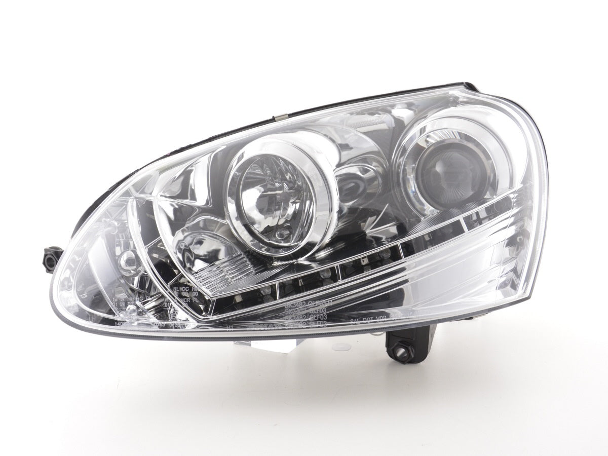 Scheinwerfer Set Daylight LED TFL-Optik VW Golf 5 Typ 1K Bj. 03-08 chrom für Rechtslenker