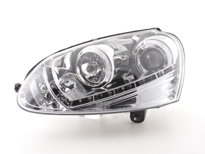 Scheinwerfer Set Daylight LED TFL-Optik VW Golf 5 Typ 1K Bj. 03-08 chrom für Rechtslenker