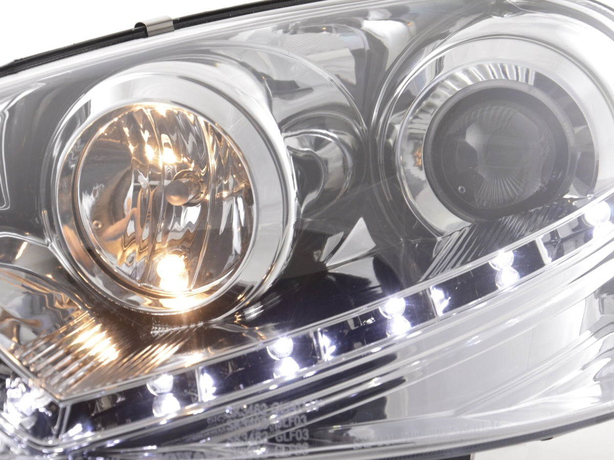 Scheinwerfer Set Daylight LED TFL-Optik VW Golf 5 Typ 1K Bj. 03-08 chrom für Rechtslenker