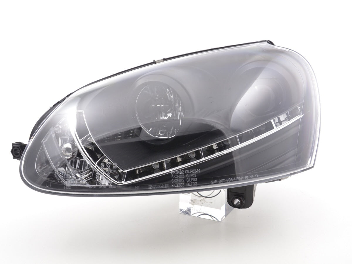 Scheinwerfer Set Daylight LED TFL-Optik VW Golf 5 Typ 1K Bj. 03-08 schwarz für Rechtslenker