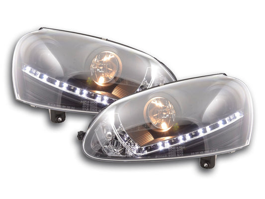 Scheinwerfer Set Daylight LED TFL-Optik VW Golf 5 Typ 1K Bj. 03-08 schwarz für Rechtslenker