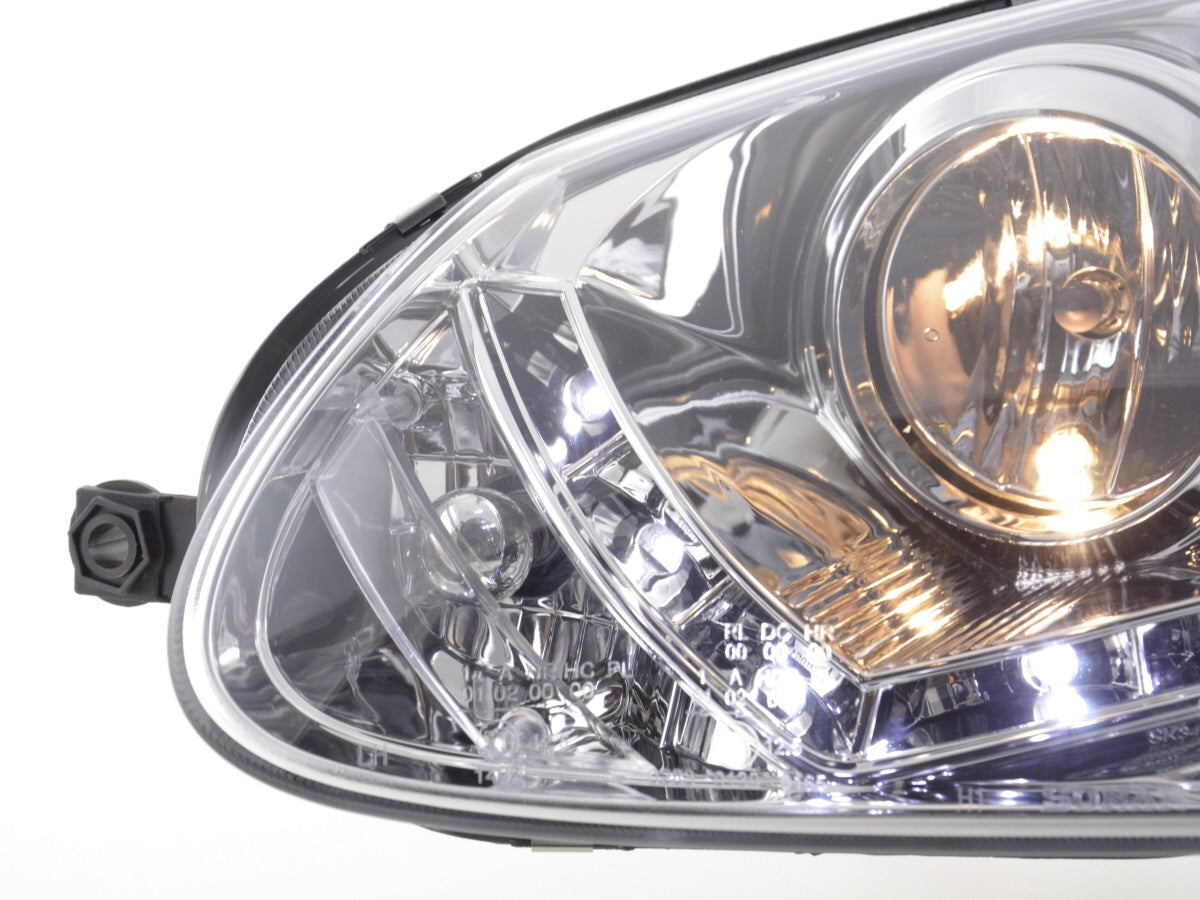 Scheinwerfer Set Daylight LED TFL-Optik VW Golf 5 Typ 1K Bj. 03-08 chrom für Rechtslenker