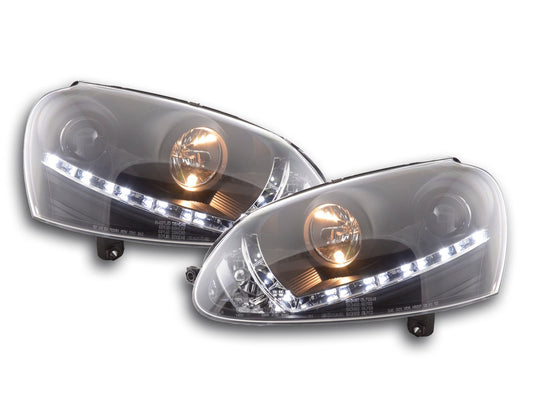 Scheinwerfer Set Daylight LED Tagfahrlicht VW Golf 5 Typ 1K Bj. 03-08 schwarz für Rechtslenker
