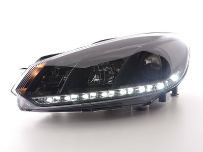 Scheinwerfer Set Daylight LED Tagfahrlicht VW Golf 6 Typ 1K Bj. 08- schwarz