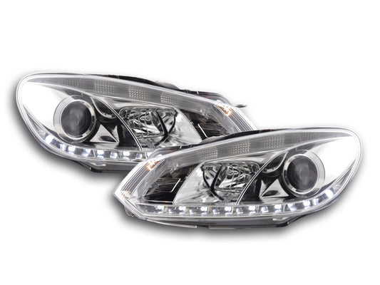 Scheinwerfer Set Daylight LED Tagfahrlicht VW Golf 6 Typ 1K Bj. 08- chrom für Rechtslenker