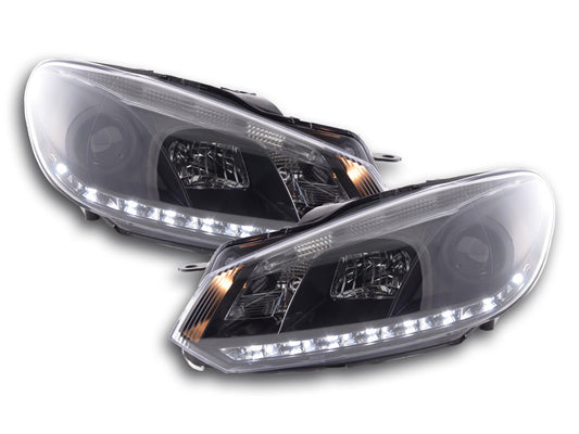 Scheinwerfer Set Daylight LED Tagfahrlicht VW Golf 6 Typ 1K  08- schwarz für Rechtslenker