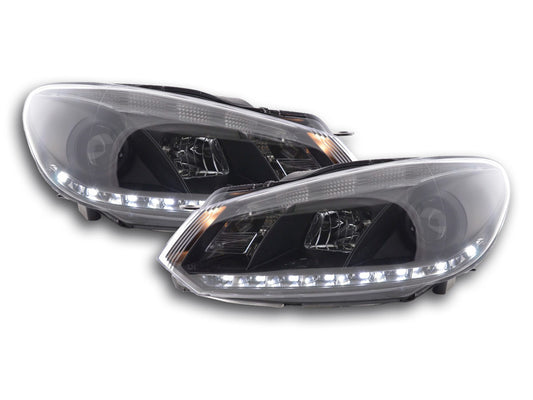 Scheinwerfer Set Daylight LED Tagfahrlicht VW Golf 6 Typ 1K Bj. 08- schwarz für Rechtslenker