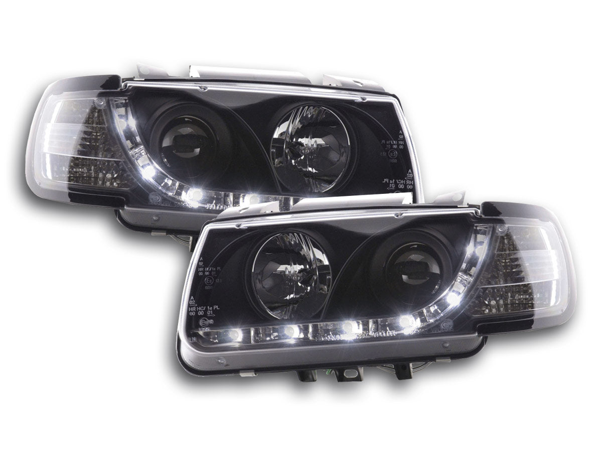 Scheinwerfer Set Daylight LED TFL-Optik VW Polo Typ 6N Bj. 94-99 schwarz