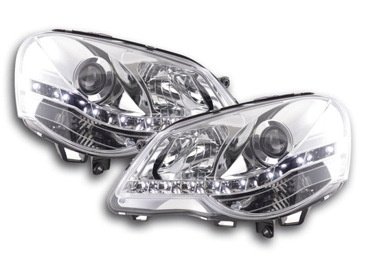 Scheinwerfer Set Daylight LED TFL-Optik VW Polo Typ 9N3 Bj. 05-09 chrom für Rechtslenker