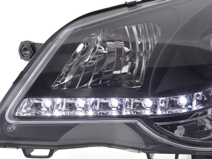 Scheinwerfer Set Daylight LED TFL-Optik VW Polo Typ 9N3 Bj. 05-09 schwarz für Rechtslenker