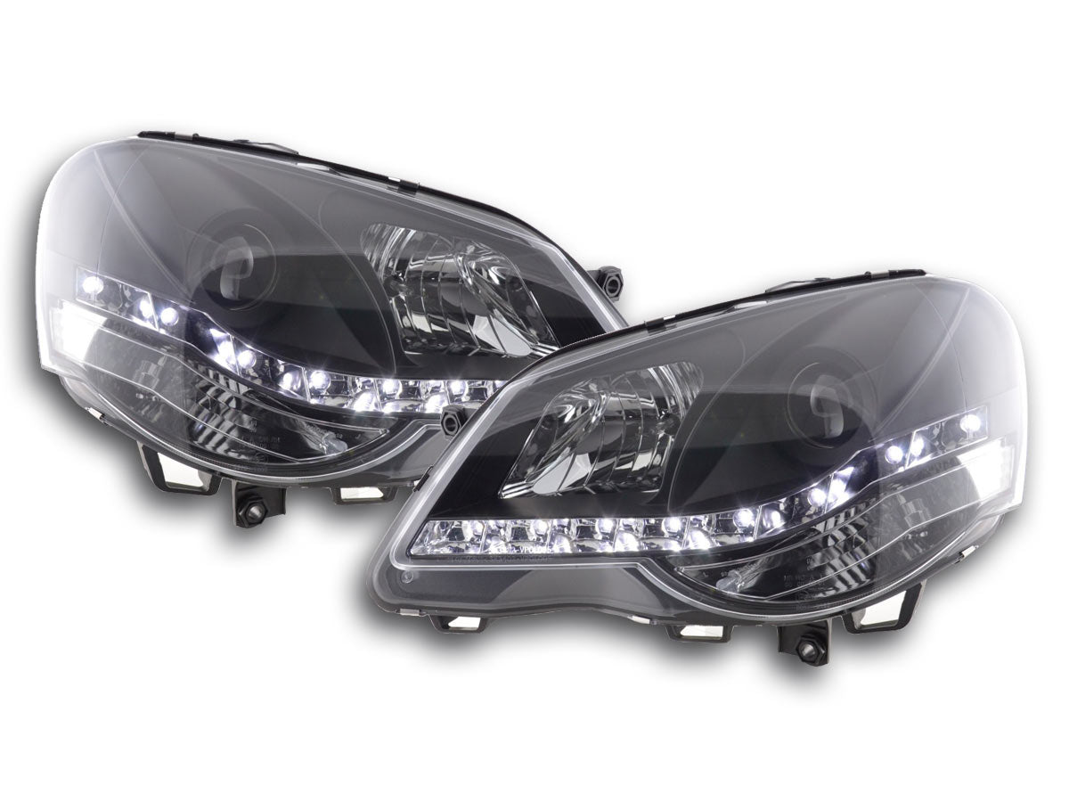 Scheinwerfer Set Daylight LED TFL-Optik VW Polo Typ 9N3 Bj. 05-09 schwarz für Rechtslenker