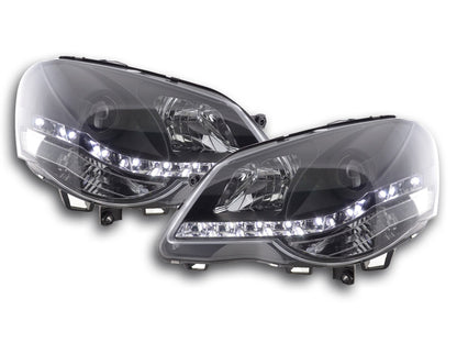 Scheinwerfer Set Daylight LED TFL-Optik VW Polo Typ 9N3 Bj. 05-09 schwarz für Rechtslenker