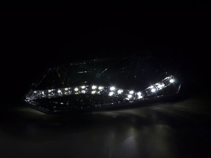 Scheinwerfer Set Daylight LED TFL-Optik VW Polo Typ 6R Bj. 2010- chrom für Rechtslenker
