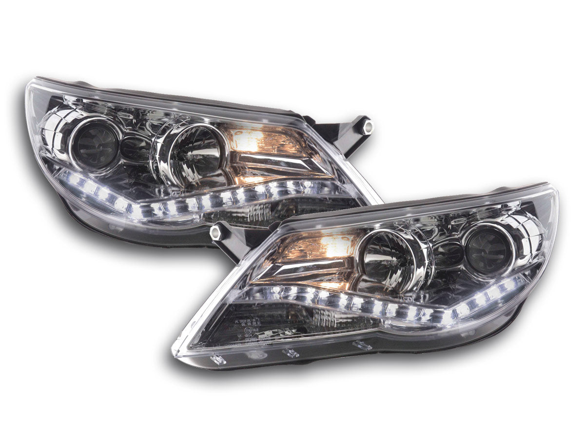Scheinwerfer Set Daylight LED TFL-Optik VW Tiguan Bj. 07-11 chrom