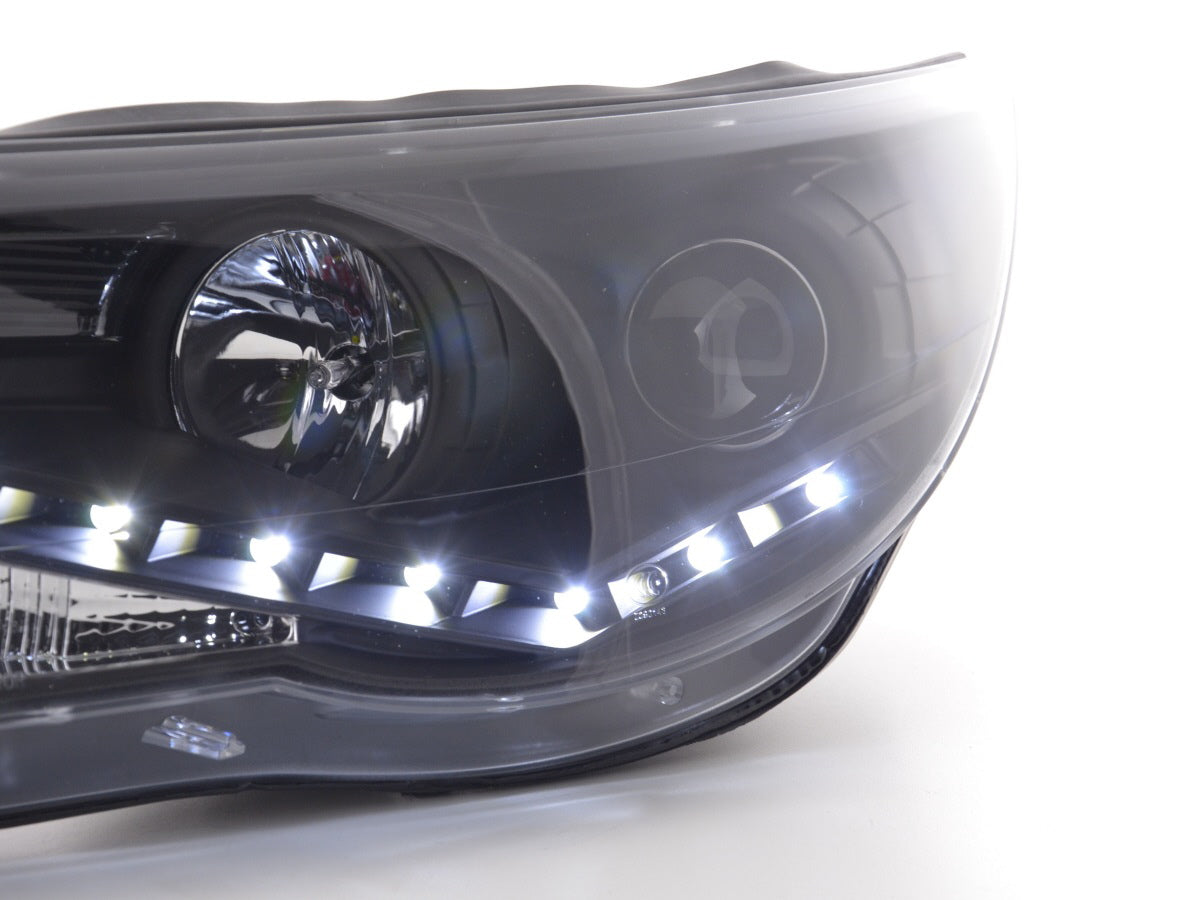 Scheinwerfer Set Daylight LED TFL-Optik VW Tiguan Bj. 07-11 schwarz für Rechtslenker