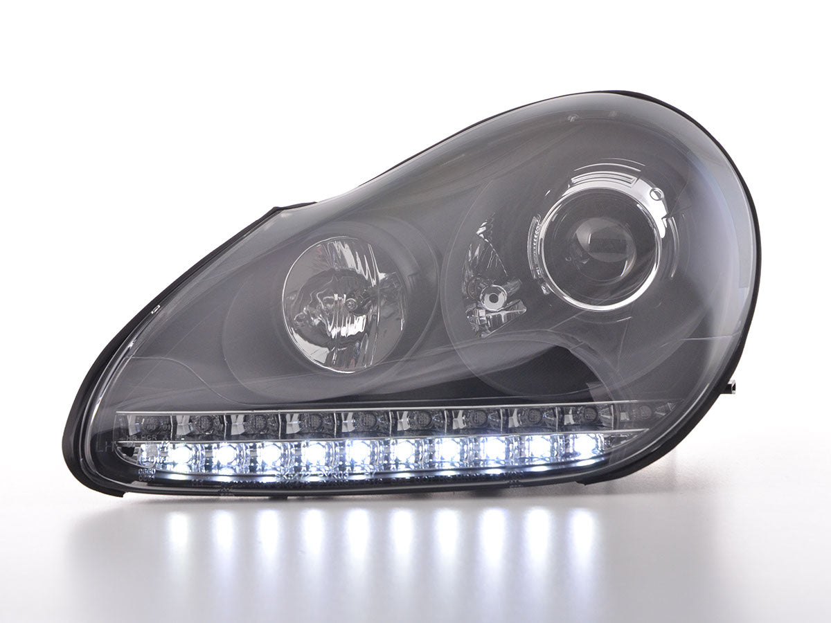 Scheinwerfer Set Xenon Daylight LED TFL-Optik Porsche Cayenne  03-07 schwarz