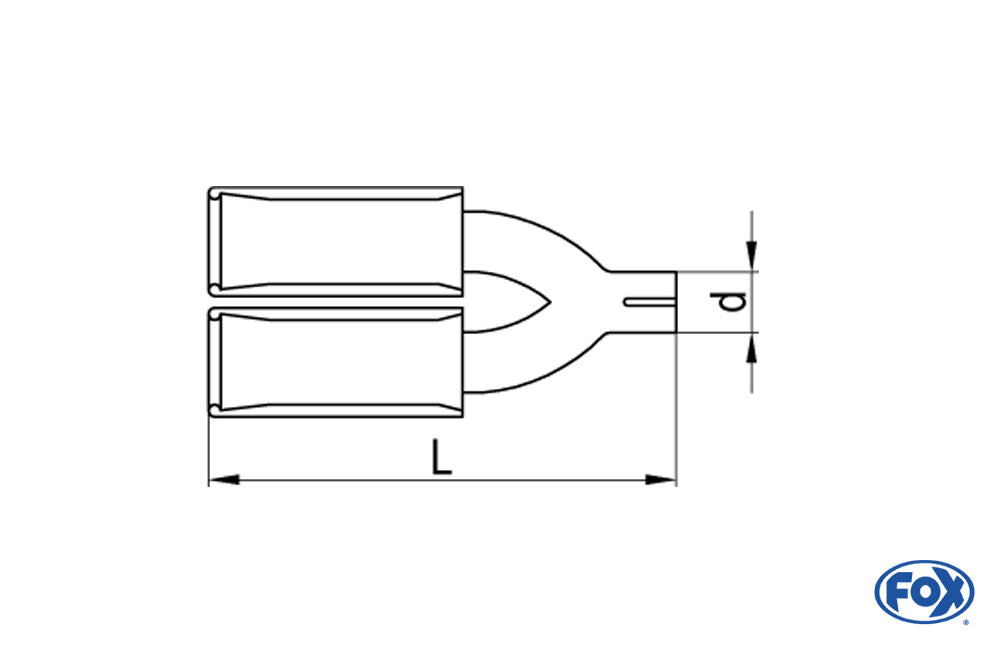 FOX Anschraubendrohr Typ 27 mit Schelle doppelt - Ø 100mm Rund Racing-Design - L_ (mm) und d_ (mm innen) ist flexibel - muss angeben werden - L minimum 300mm und maximal 500mm