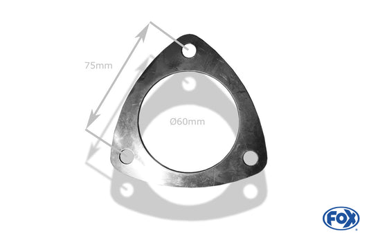 FOX Flansch-Dichtung Nr. 2 Für 3-Loch-Flansch  Innenloch 60mm  Schraublocher 9mm