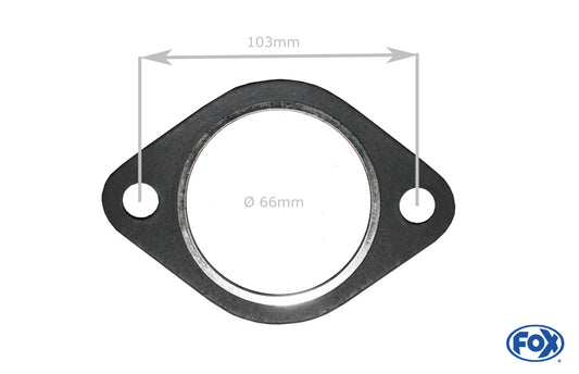 FOX Flansch-Dichtung Nr. 8 Für 2-Loch Flansch - Innenloch 66mm - Lochabstand Mitte/Mitte 103mm