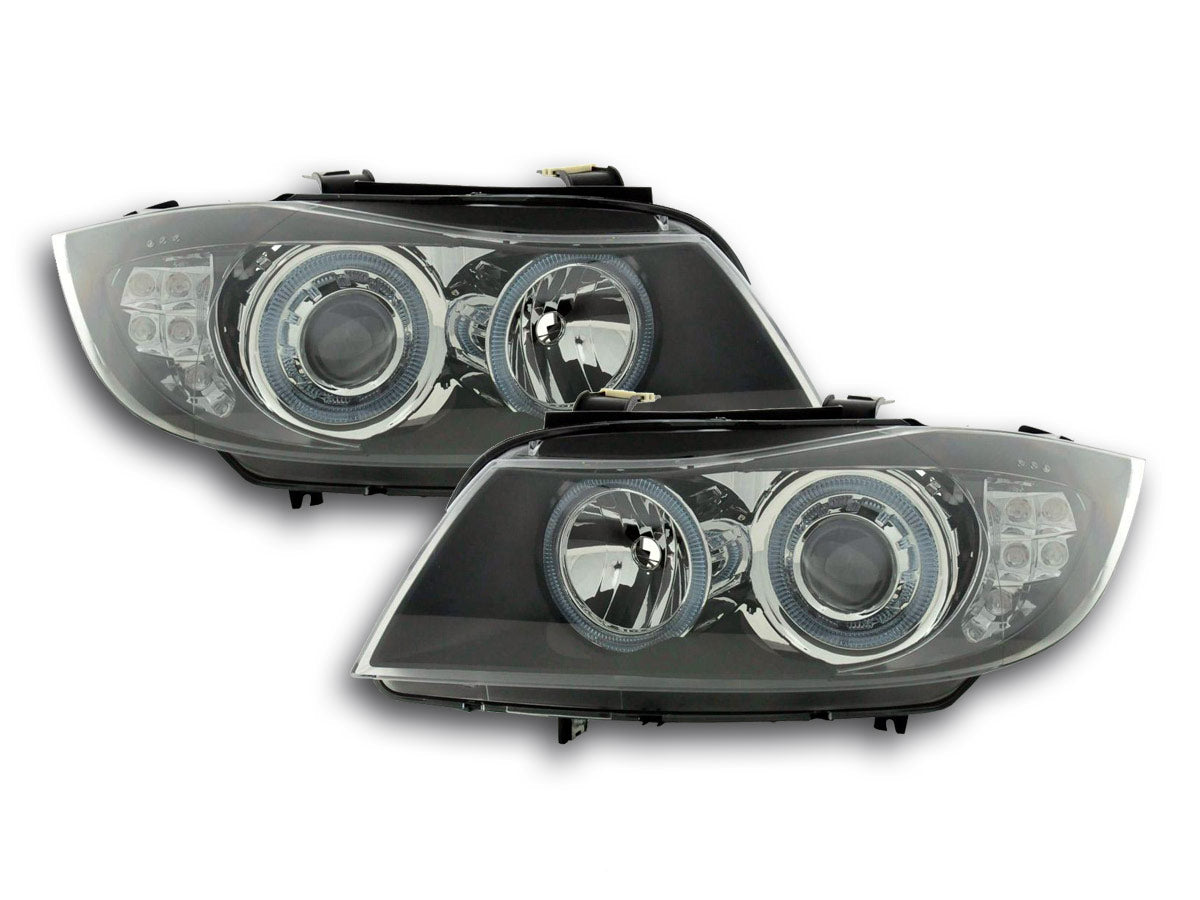 Scheinwerfer Set Angel Eyes BMW 3er Limousine/Touring Typ E90/E91 Bj. 05-08 schwarz