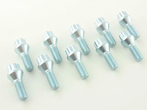 Radschrauben Set (10 Stk.) Kegelbund Schaftlänge 45mm M12x1,25 silber