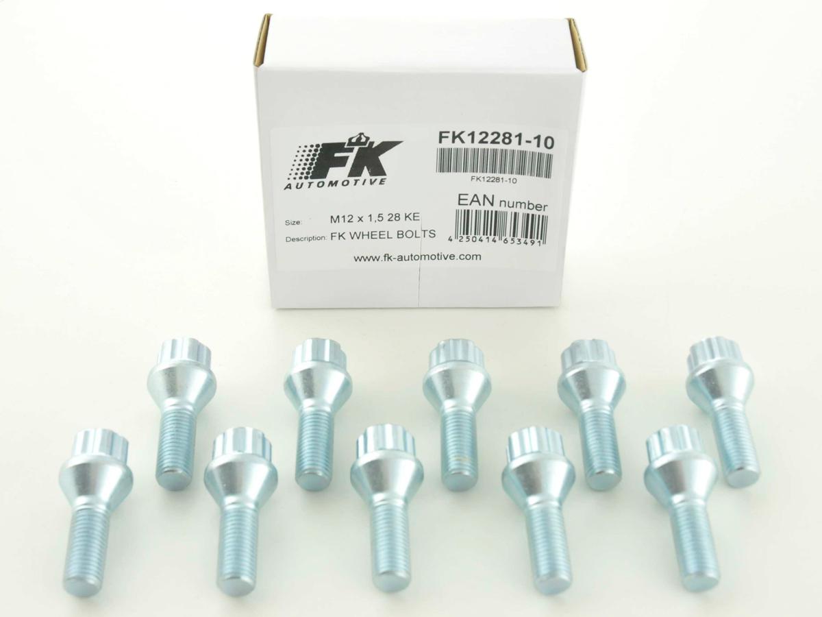 Radschrauben Set (10 Stk.) Kegelbund Schaftlänge 42mm M12x1,25 silber