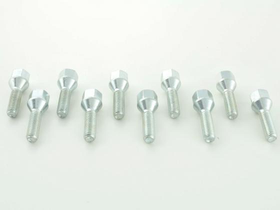 Radschrauben Set (10 Stk.) Kegelbund Schaftlänge 50mm M12x1,25 silber