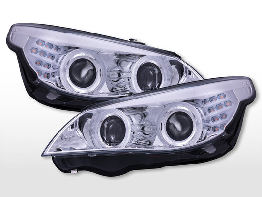 Xenon Angel Eyes Scheinwerfer mit beleuchteten LED Standlichtringen BMW 5er E60/E61  2008-2010 chrom