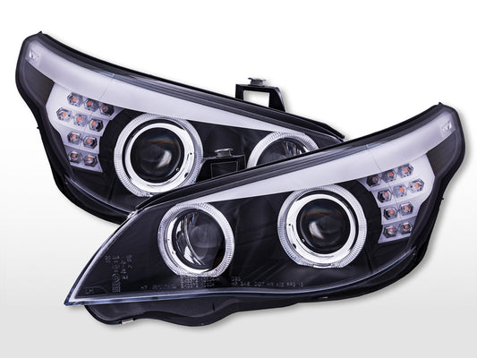 Angel Eyes Scheinwerfer mit beleuchteten LED Standlichtringen BMW 5er E60/E61  2008-2010 schwarz