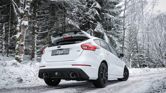 FOX Ford Focus III RS Endschalldämpfer quer Ausgang rechts/links mit Abgasklappe - 1x114 Typ 25 rechts/links schwarz emailliert