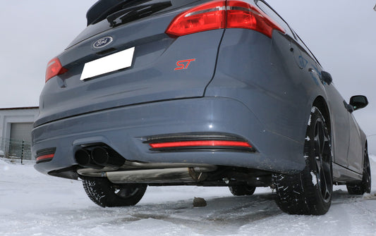 FOX Ford Focus III ST Turnier Endschalldämpfer quer Ausgang mittig - 2x115x85 Typ 32 mittig schwarz beschichtet