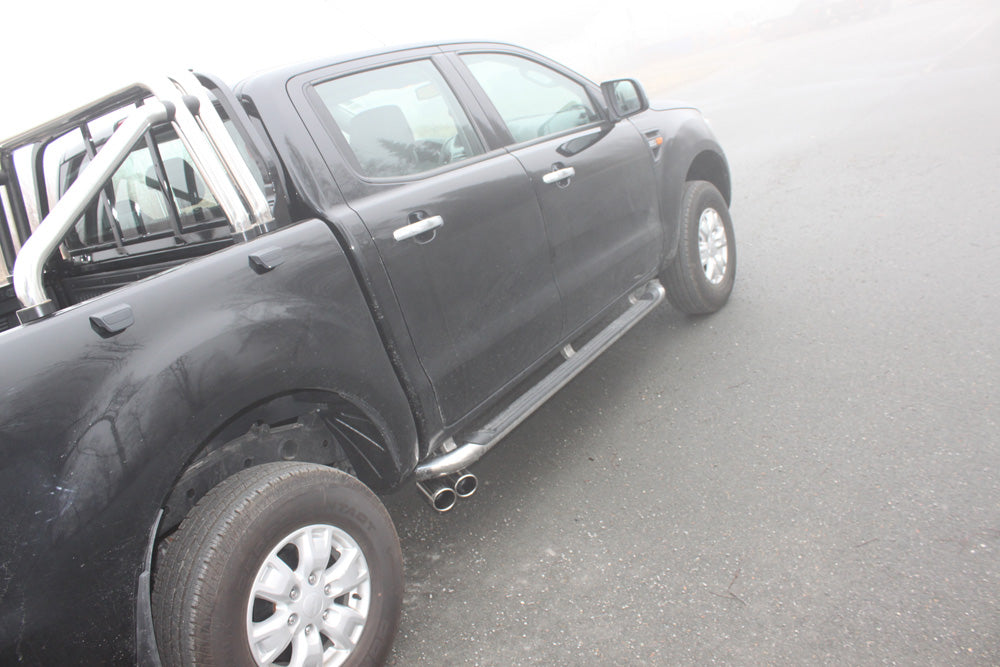 FOX Ford Ranger 2011-08/2015 - 4x4 - Doppelkabine Endschalldämpfer Sidepipe, Ausgang rechts und links am Fahrzeug - 2x90 Typ 16 rechts/links