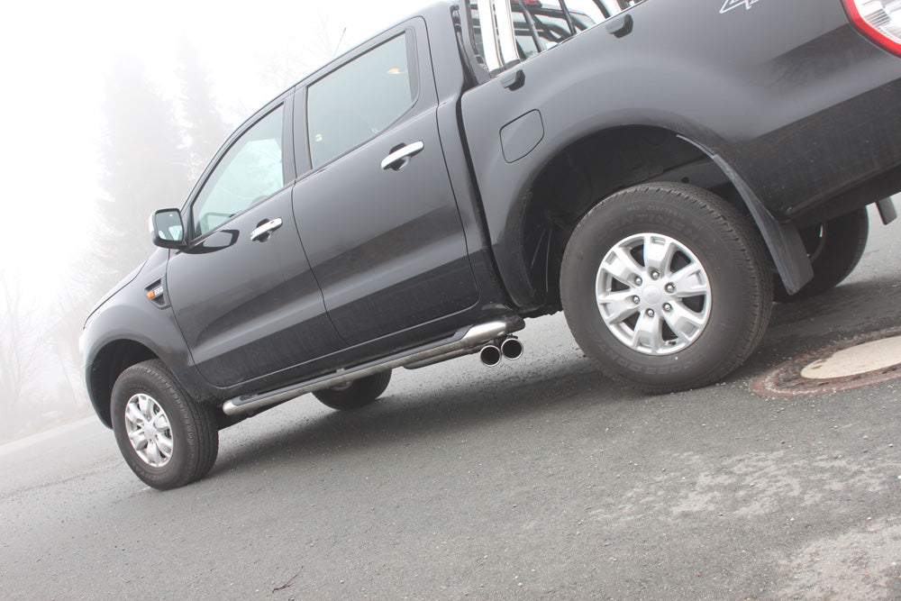 FOX Ford Ranger 2011-08/2015 - 4x4 - Doppelkabine Endschalldämpfer Sidepipe, Ausgang rechts und links am Fahrzeug - 2x90 Typ 16 rechts/links