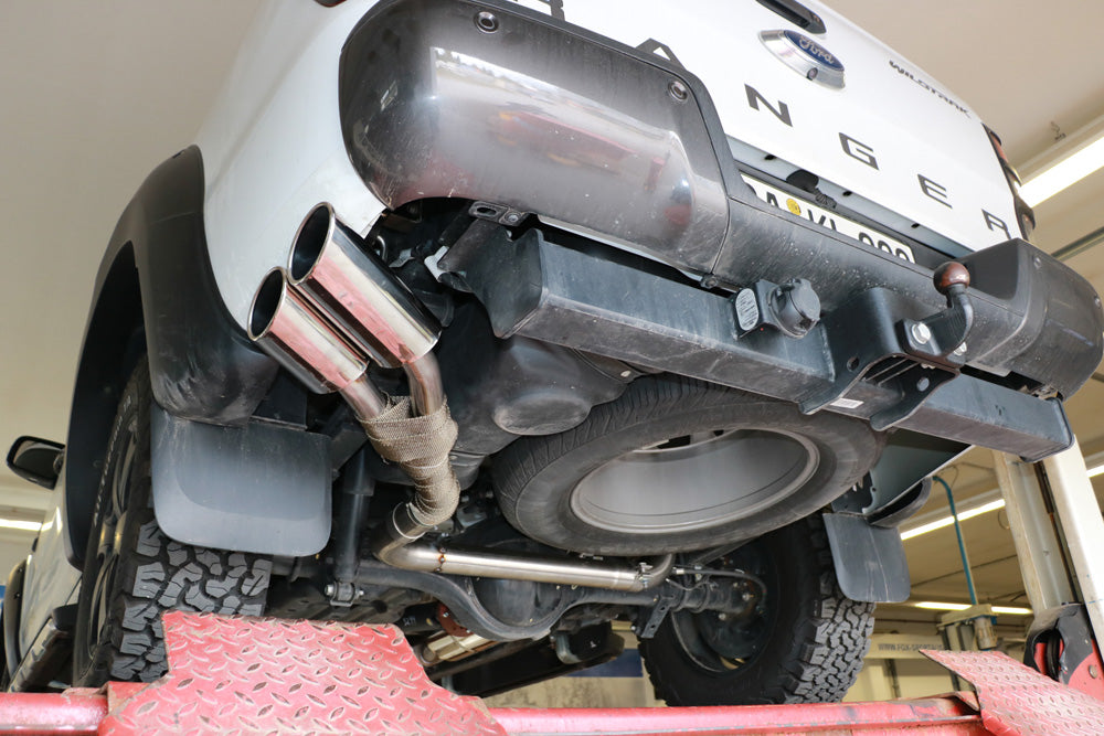 FOX Ford Ranger 2011-08/2015 - 4x4 - Doppelkabine Endschalldämpfer Sidepipe, Ausgang an der linken Fahrzeugseite hinter dem Hinterrad - 2x115x85 Typ 38