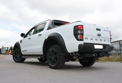 FOX Ford Ranger 2011-08/2015 - 4x4 - Doppelkabine Endschalldämpfer Sidepipe, Ausgang an der linken Fahrzeugseite hinter dem Hinterrad - 2x115x85 Typ 38