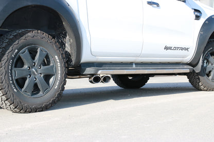 FOX Ford Ranger ab 09/2015 4x4 - Wildtrak Endschalldämpfer Sidepipe, Ausgang rechts und links am Fahrzeug - 2x115x85 Typ 38 rechts/links