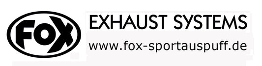 FOX FOX Sticker Schwarz - geplottet Höhe: 75mm  Breite: 440mm - FOX Logo mit Schrift "EXHAUST SYSTEMS - www.fox-sportauspuff.de"