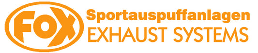 FOX FOX Sticker Orange - geplottet Höhe: 45mm  Breite:200mm - FOX Logo mit Schrift "Sportauspuffanlagen - EXHAUST SYSTEMS"