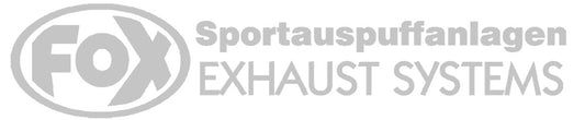 FOX FOX Sticker Silber - geplottet Höhe: 45mm  Breite: 200mm - FOX Logo mit Schrift "Sportauspuffanlagen - EXHAUST SYSTEMS"