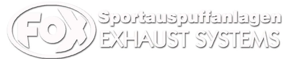 FOX FOX Sticker Weiss - geplottet Höhe: 45mm  Breite: 200mm - FOX Logo mit Schrift "Sportauspuffanlagen - EXHAUST SYSTEMS"