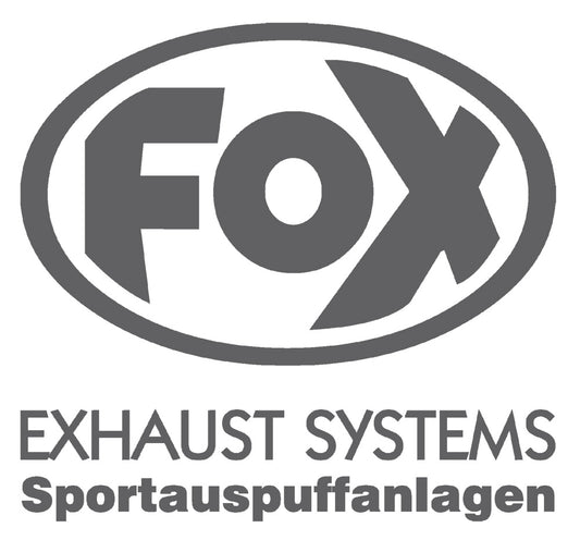 FOX FOX Sticker Anthrazit - geplottet Höhe: 370mm  Breite: 390mm - FOX Logo mit Schrift "EXHAUST SYSTEMS - Sportauspuffanlagen"