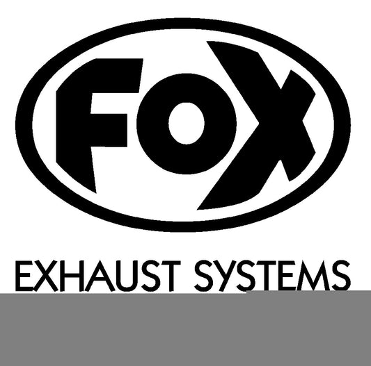 FOX FOX Sticker Schwarz - geplottet Höhe: 370mm  Breite: 390mm - FOX Logo mit Schrift "EXHAUST SYSTEMS - Sportauspuffanlagen"