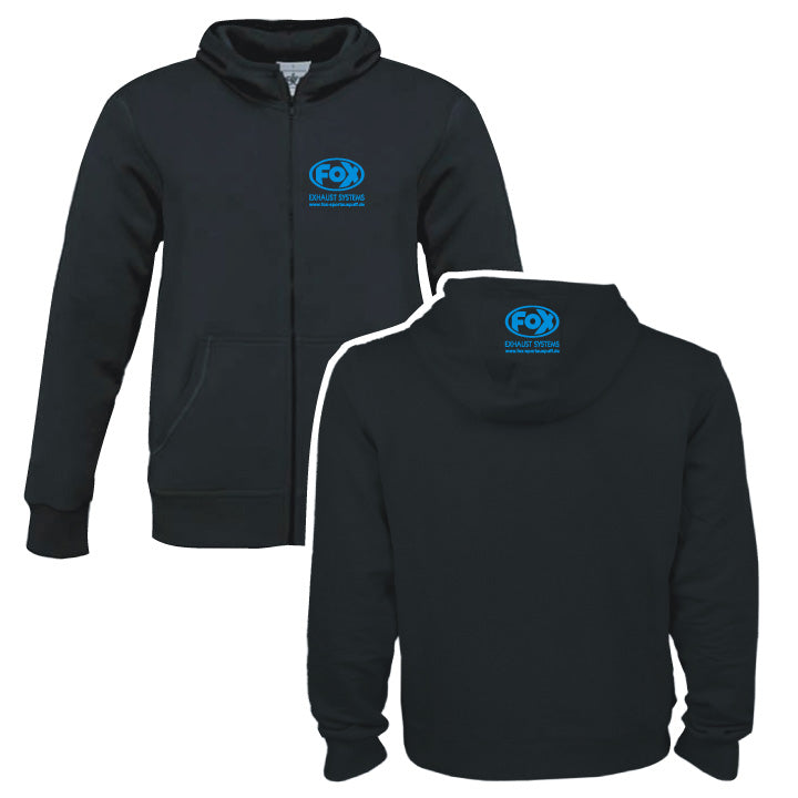 FOX FOX Kapuzenjacke Größe S Schwarz mit blauer Schrift