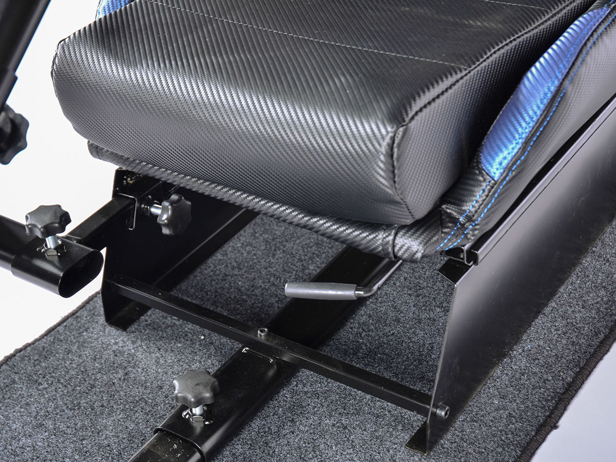 FK Gamesitz Spielsitz Rennsimulator eGaming Seats Suzuka schwarz/blau Carbonlook mit Teppich