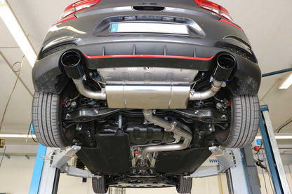 FOX Hyundai i30N Performance - SCHWARZ Endschalldämpfer quer Ausgang rechts/links mit Abgasklappe - 129x106 Typ 32 rechts/links schwarz emailliert