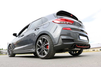 FOX Hyundai i30N Performance - SCHWARZ Endschalldämpfer quer Ausgang rechts/links mit Abgasklappe - 129x106 Typ 32 rechts/links schwarz emailliert