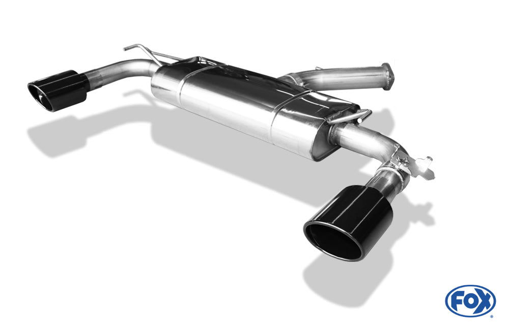 FOX Hyundai i30N Performance Fastback - SCHWARZ Endschalldämpfer quer Ausgang rechts/links mit Abgasklappe - 129x106 Typ 32 rechts/links schwarz emailliert