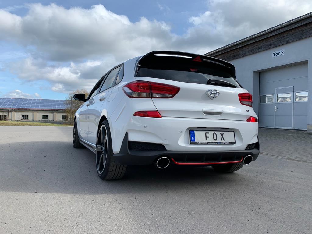 FOX Hyundai i30N Performance + Fastback Endrohre passend auf den originalen Endschalldämpfer - 129x106 Typ 32 rechts/links